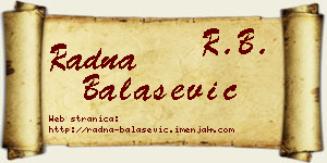 Radna Balašević vizit kartica
